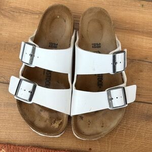 Birkenstock Women’s White Double Strap Buckle Sandals